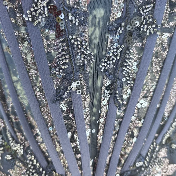 $279 Say Yes To The Dress Juniors' Glitter Mesh Corset Gown Sz 5/6 Glam Prom NWT